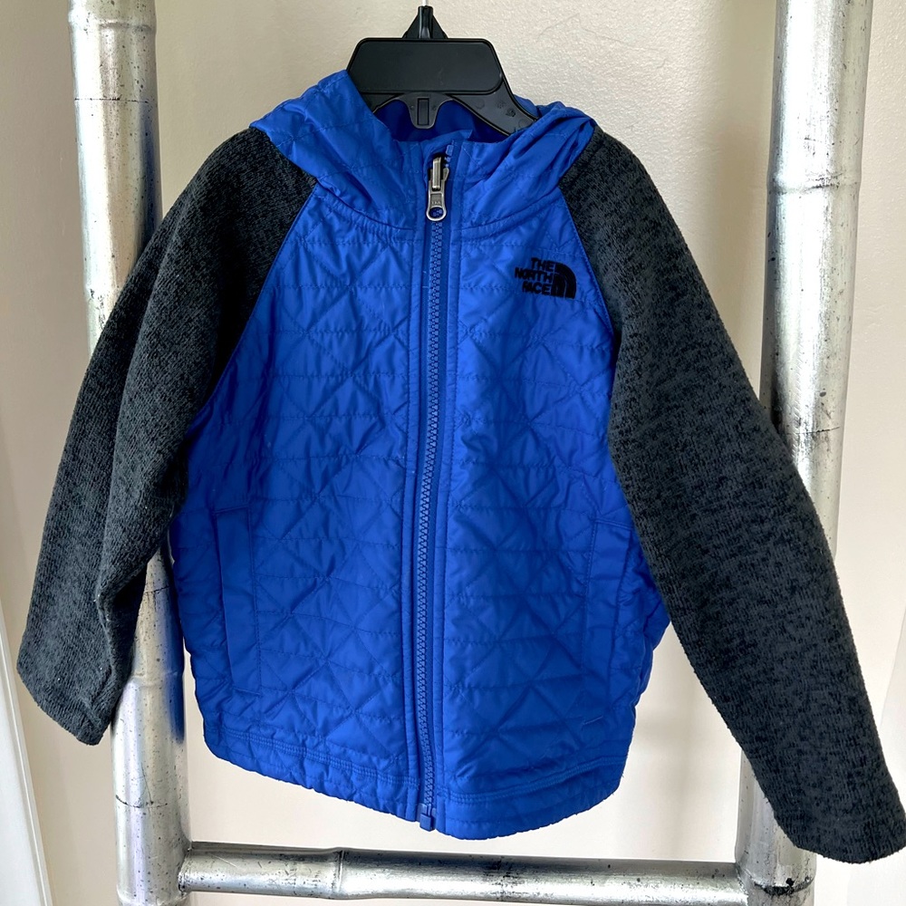 North Face Blue Boys Quilted Sweater Fleece Jacket Like New - Size 3T